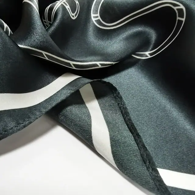 Silk Scarf Women Printed Guitar(big) Neckerchief Scarf Hair Warp Silk with Digital Printed... flat lay