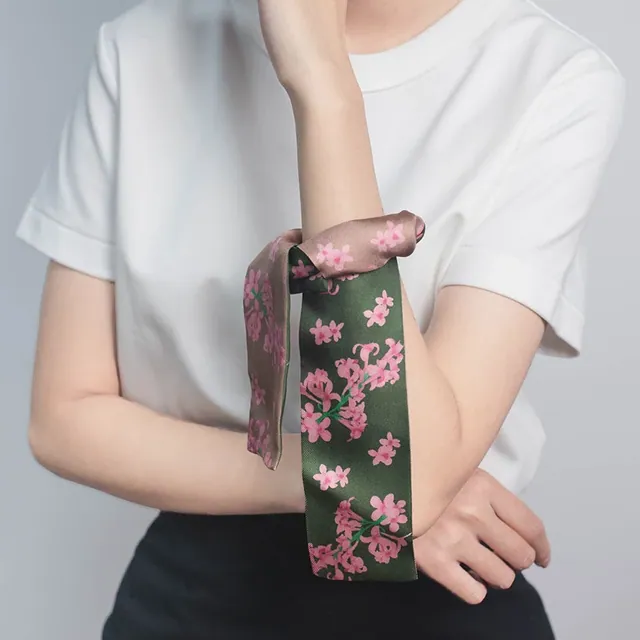 Silk Skinny Printed Silk Twill Bag Scarf alternate colourway