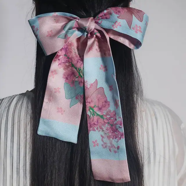 Silk Skinny Printed Silk Twill Bag Scarf styling view