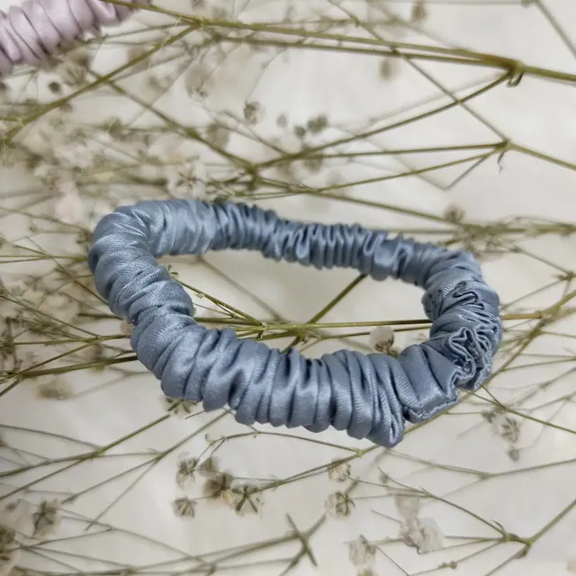 Skinny Silk Scrunchie in Solid Color styling view