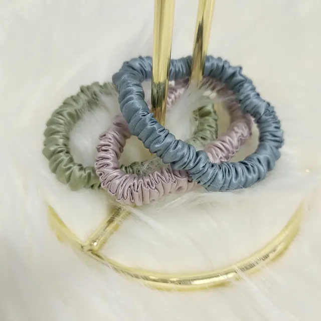 Skinny Silk Scrunchie in Solid Color close up