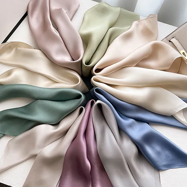 Small Solid Silk Scarf Accept Customized packaging view