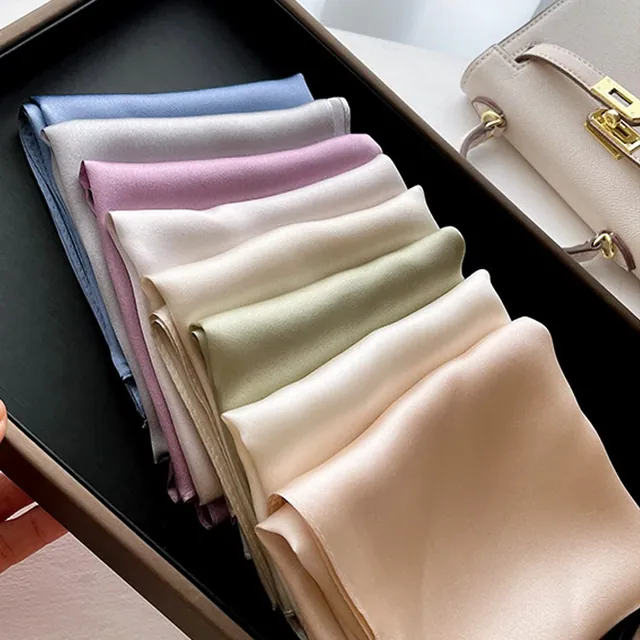 Small Solid Silk Scarf Accept Customized styling view