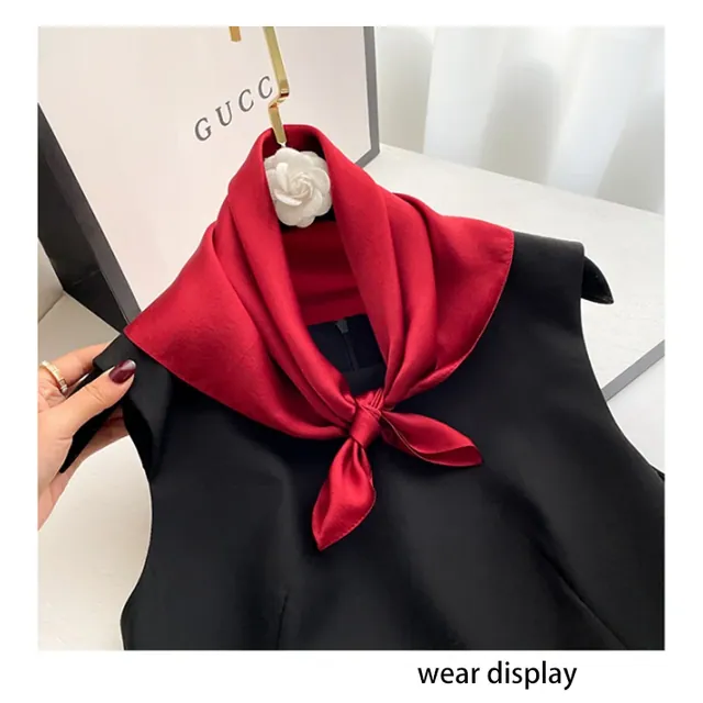 Small Solid Silk Scarf Accept Customized close up