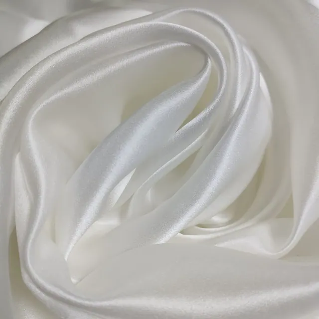 White 12mm Silk Crepe Satin Plain Fabric 45Inch styling view