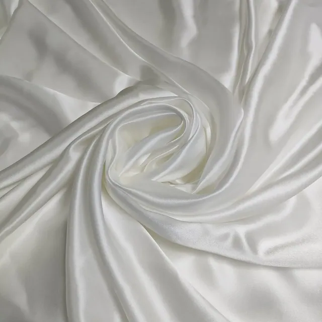 White 12mm Silk Crepe Satin Plain Fabric 45Inch