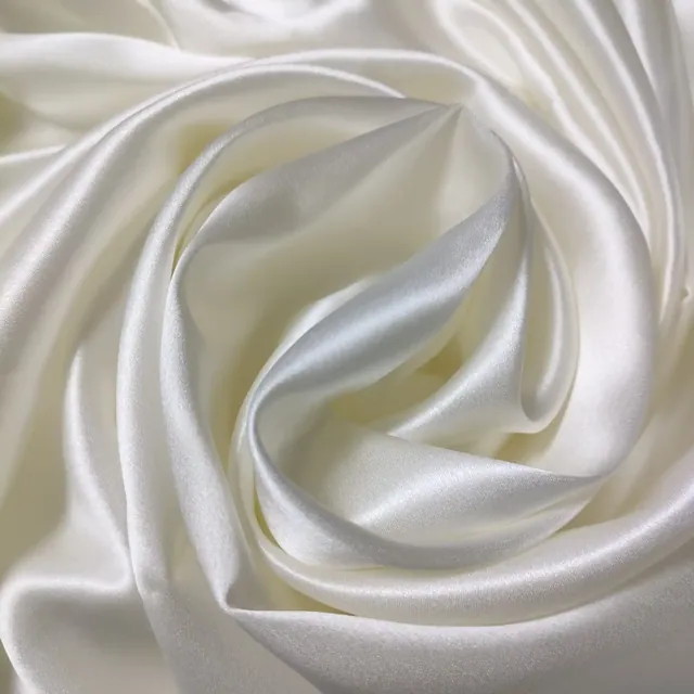 White 22mm Hyaluronic Acid Silk Satin Fabric 45Inch