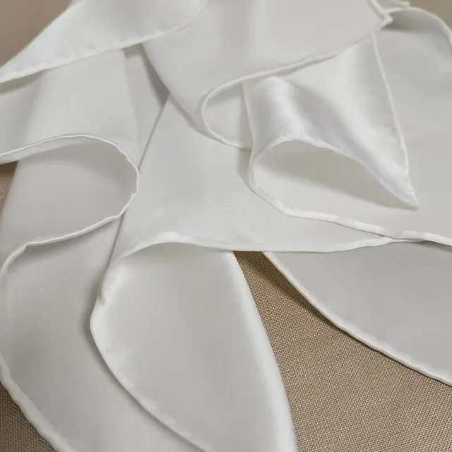 White Plain Crepe Satin Scarf styling view