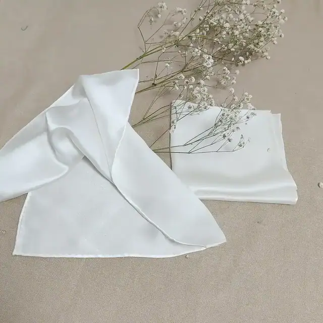 White Plain Crepe Satin Scarf alternate colourway