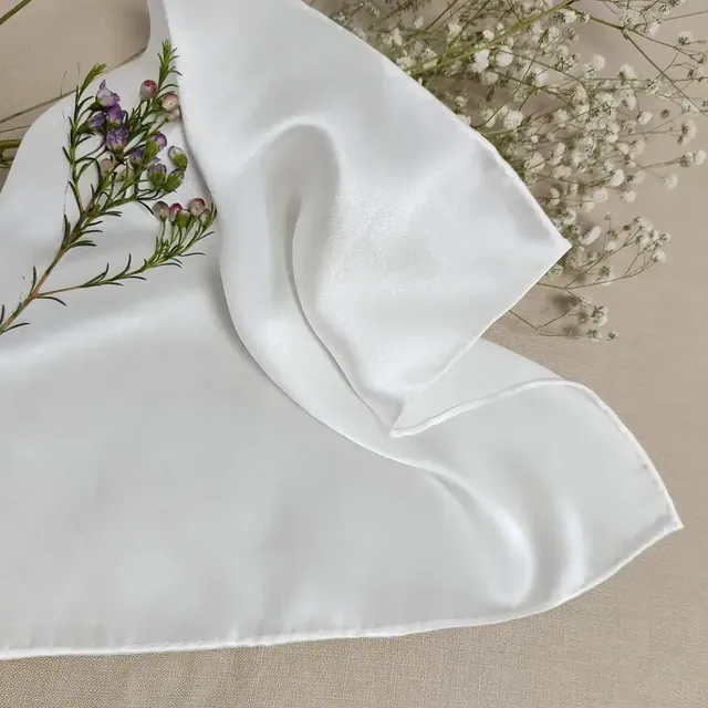 White Plain Crepe Satin Scarf packaging view