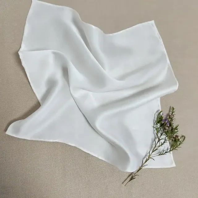 White Plain Crepe Satin Scarf