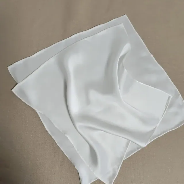 White Plain Crepe Satin Scarf detail view