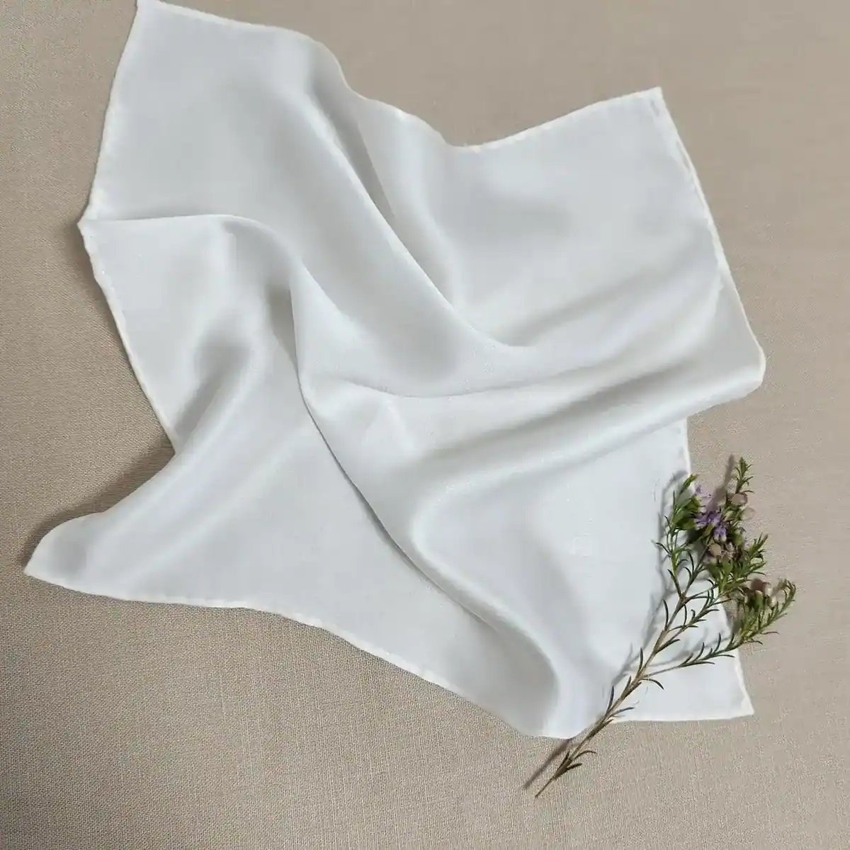 White Plain Crepe Satin Scarf
