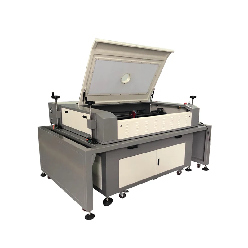 Stone laser engraver processing a heavy marble slab on the platform