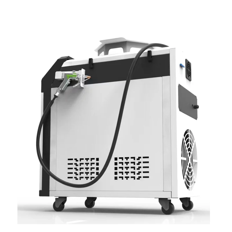 Full view of handheld fiber laser cleaning system with cable