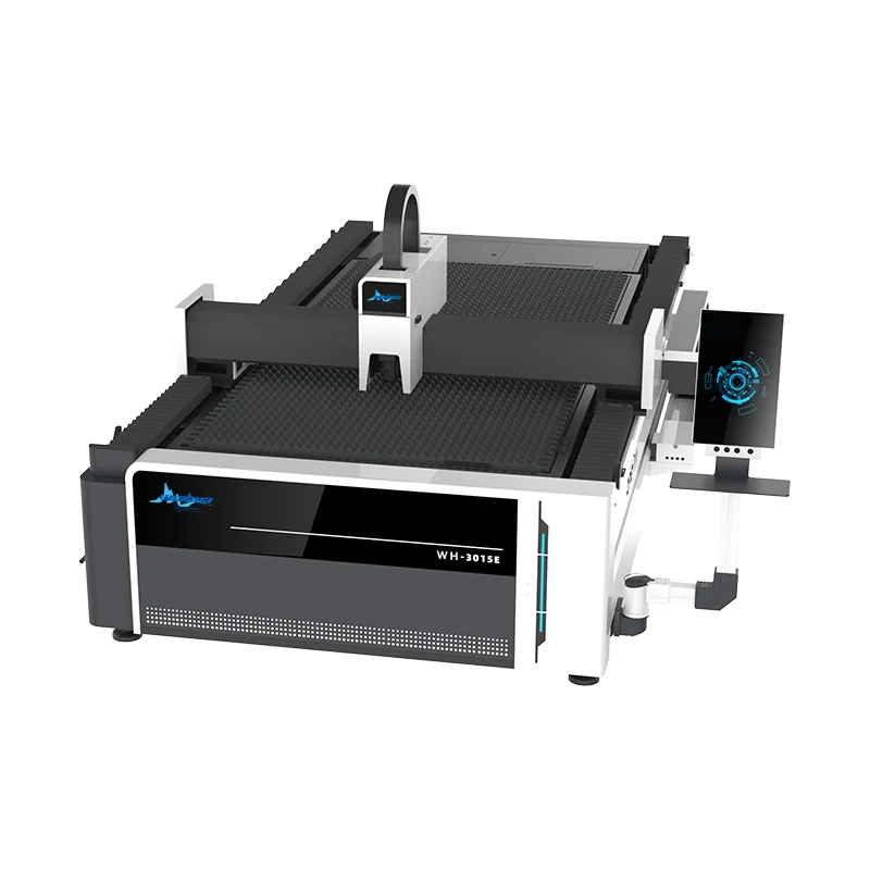 Sheet metal laser cutting machine cutting steel plate in workshop