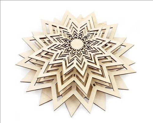MDF board cut on a CO2 laser cutting machine