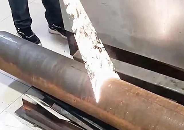 Laser cleaning removing rust from a steel surface