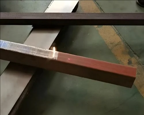 Rust removed from a steel surface by laser cleaning