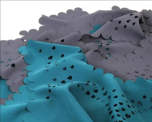 Laser cut textile panels with fine perforated pattern