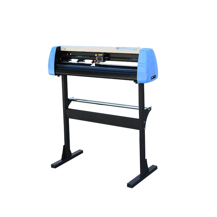 Black vinyl cutting plotter on workshop table