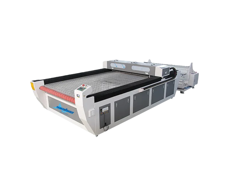 Auto feed laser cutting machine showing dual pressure rollers