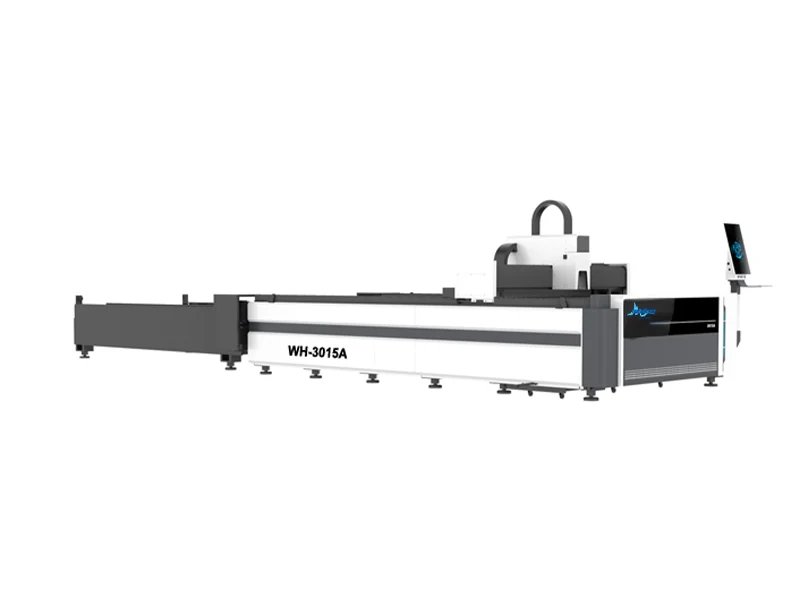 Metal laser cutting machine with exchange table in workshop