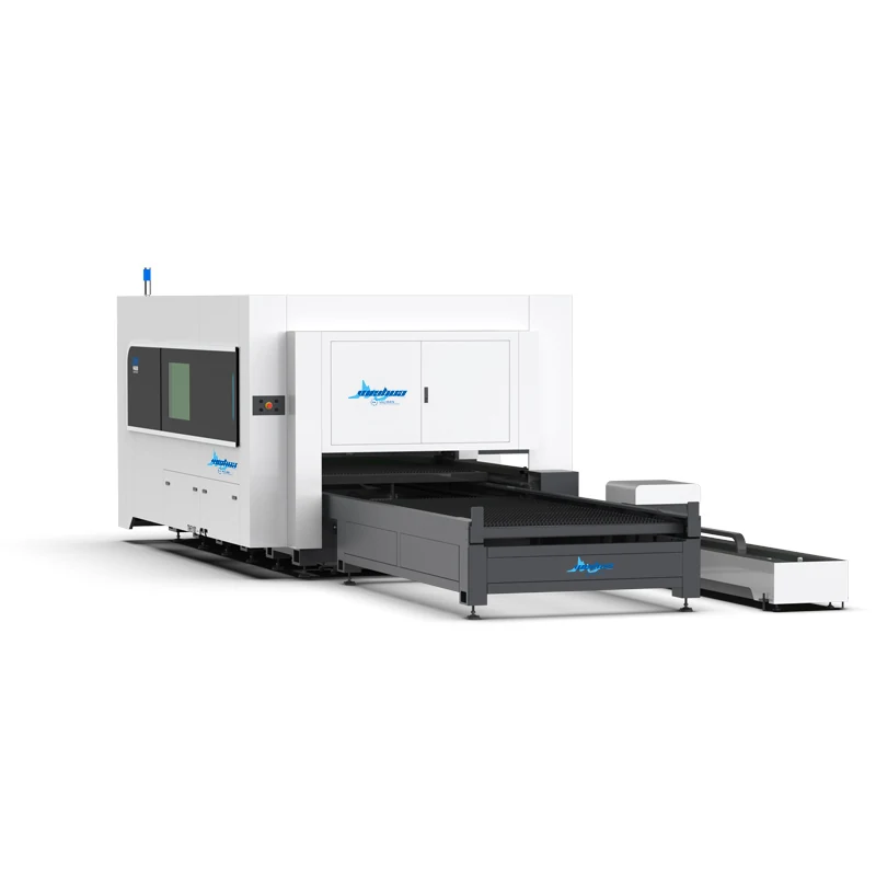 Full enclosed fiber laser cutting machine side view