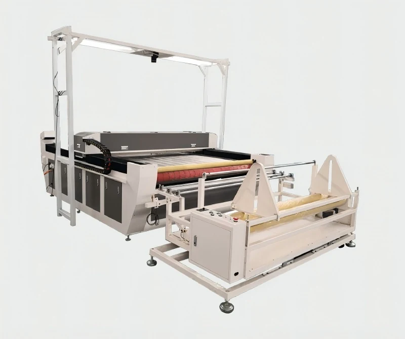 Contour cutting laser cutter processing fabric material