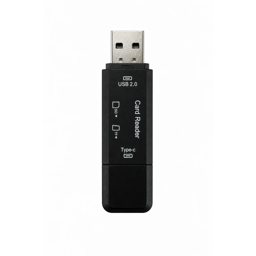 2-In-1 USB 2.0 SD/TF Card Reader For PC, Laptop And Mac, shown from the back