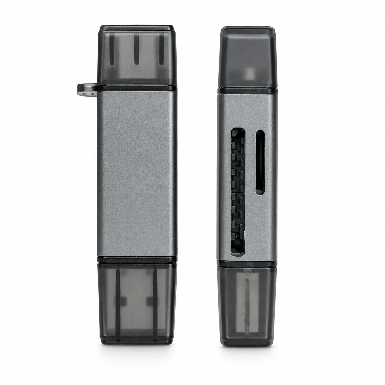 2-In-1 USB 2.0 SD/TF Card Reader With Type-C And USB-A Connectors, detail view