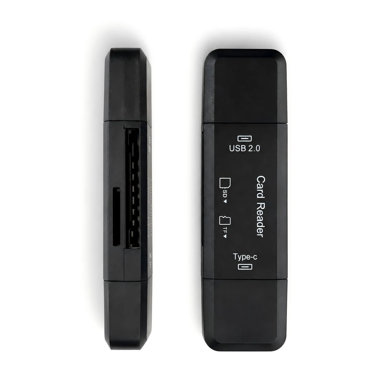 2-In-1 USB 2.0 SD/TF Card Reader For PC, Laptop And Mac, shown from the front