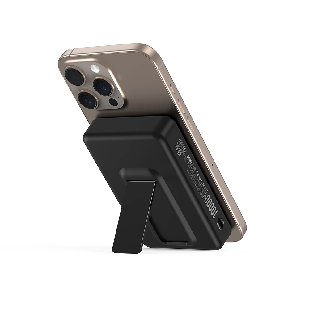 KIKOO Mag magnetic power bank shown front and back in black