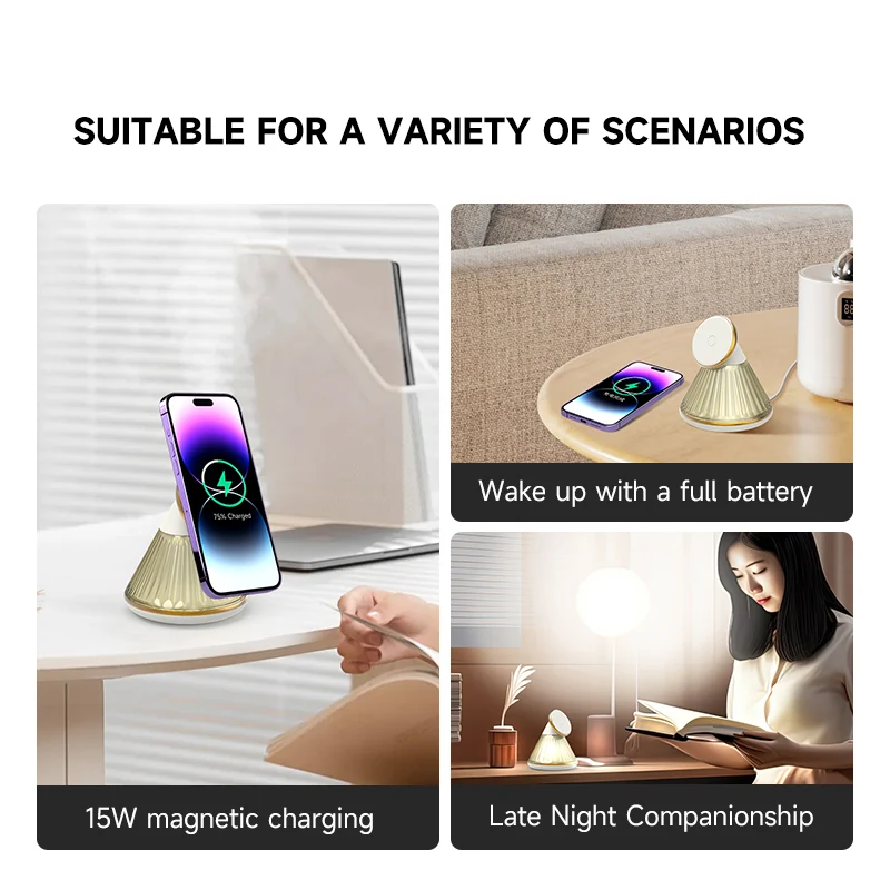 KIKOO Mag Desktop Lamp Wireless Charging Stand, shown from the back