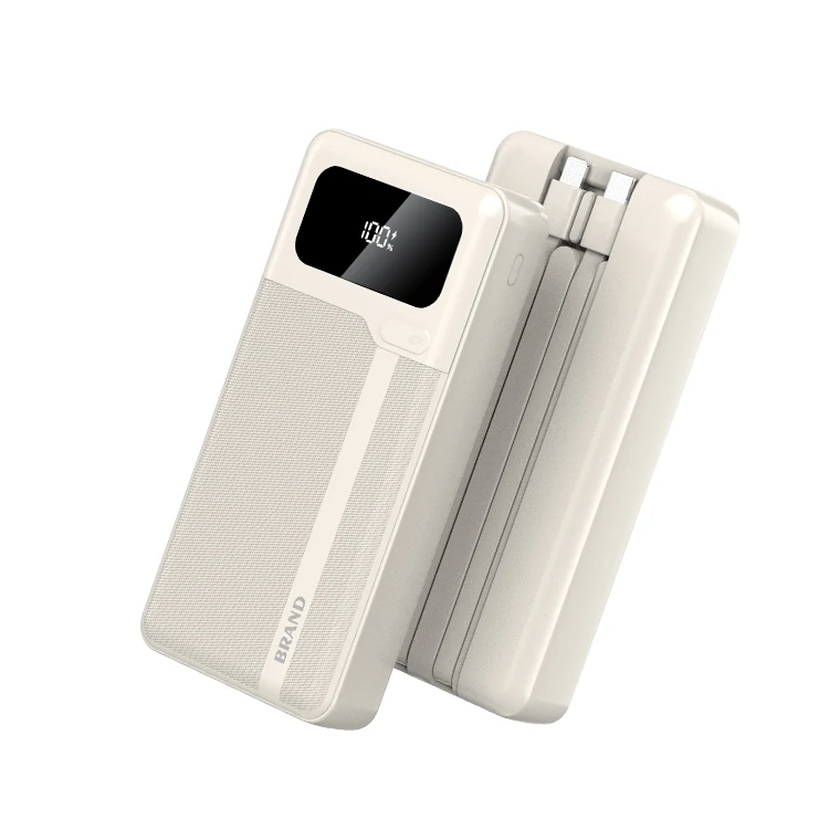 KIKOO 20000mAh 22.5W Power Bank With Two Built-In Cables, shown from the front