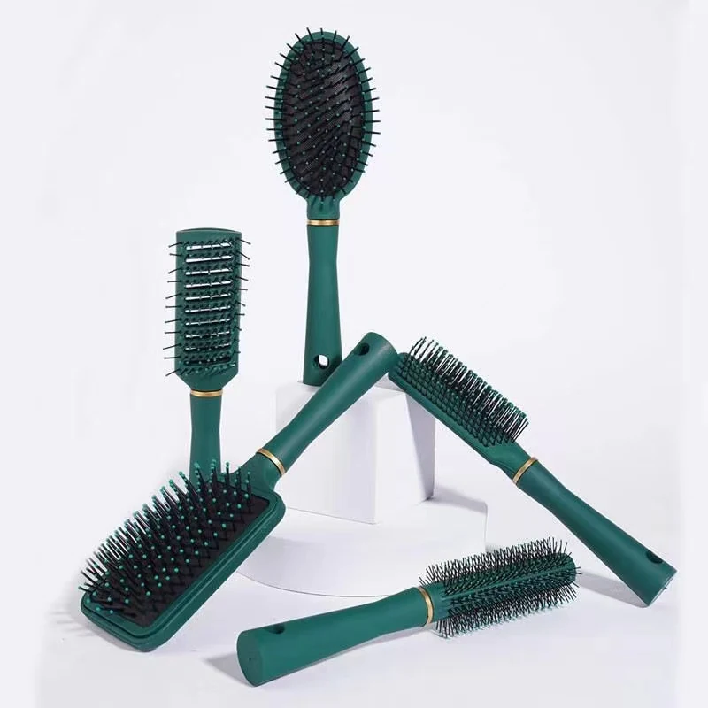 Air cushion massage hair comb with round, soft teeth and anti-slip handle