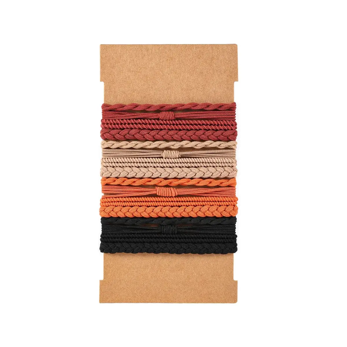 Set of seamless elastic hair coil ties laid out flat showing the continuous coil structure