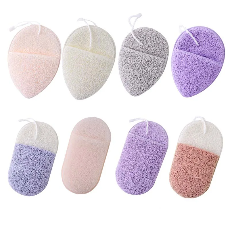 Two konjac facial sponges laid flat with visible honeycomb pore structure
