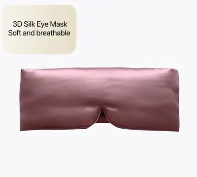 Eye mask worn on a face with the 3D panel covering the eyes completely