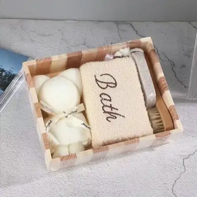 Body scrubber being used on the heel