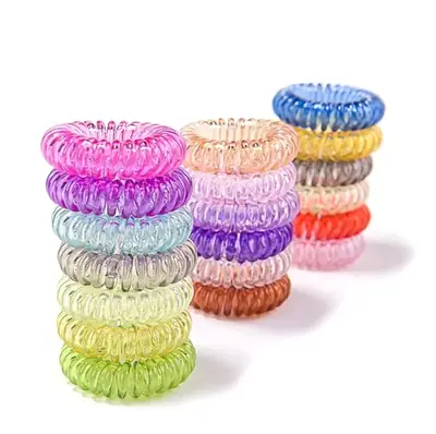 Spiral hair tie wrapped around a section of hair with no snagging