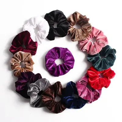 Close-up view of the hand-stitched seam on a flannel hair scrunchie