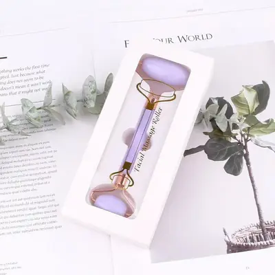 Close-up of the polished surface of the jade roller showing smooth finish