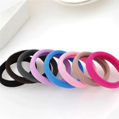 Close-up of the seamless cotton cover on a hair tie showing the smooth surface