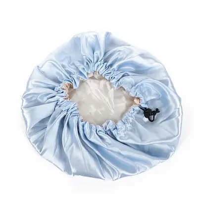 Large Sleeping Satin Bonnet with Drawstring for Curly Hair Adjusts with Double Layer - view 9