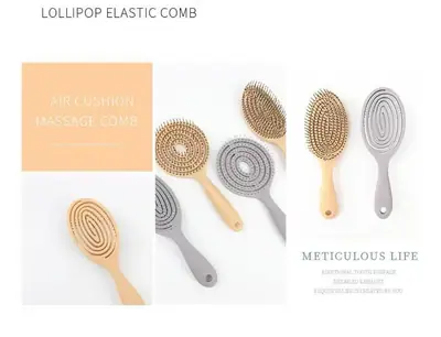 Close-up of the ball-tipped nylon pins on the hair brush
