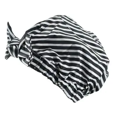 Shower cap with logo printed on the front, shown against a white background