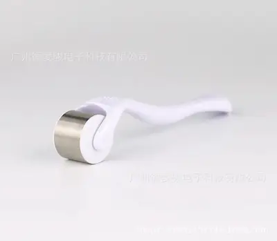 Ice roller being used on the cheek and under-eye area with a serum