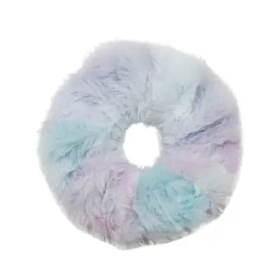 Plush hair scrunchies packed in a custom retail sleeve with branding