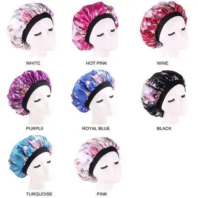 Satin hair bonnet worn in bed, showing the secure fit and no pressure marks
